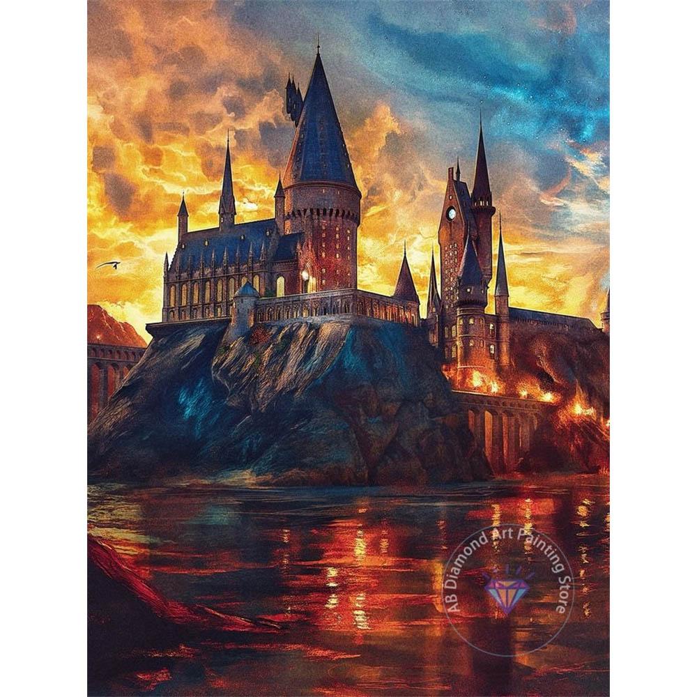 Harry Potter Holwarts Castle Picture Diamond Painting Kit 5D DIY Round Diamond Embroidery Handicraft Home Decor