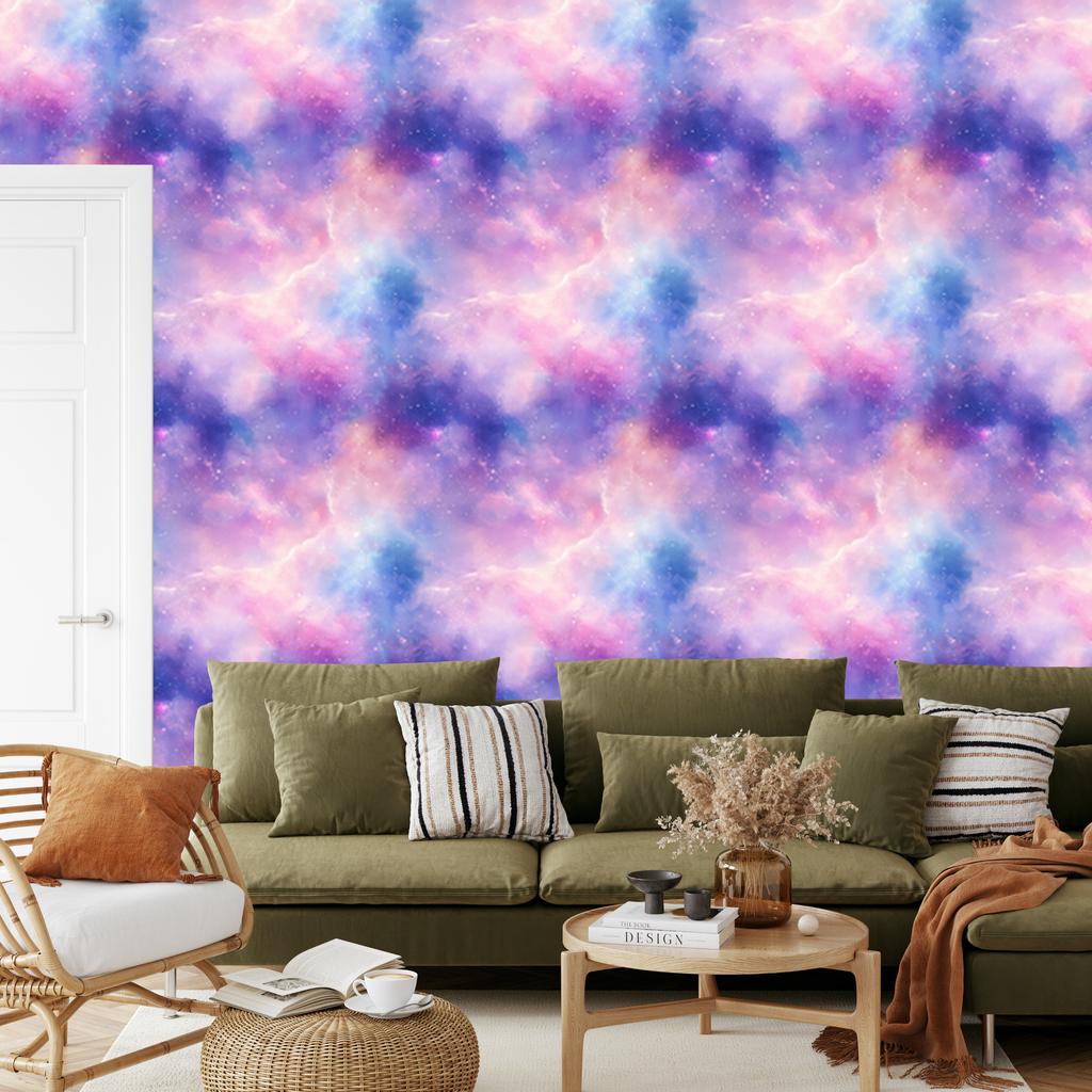 Watercolor Galaxy Wallpaper Lavender, Purple Center 50x1000