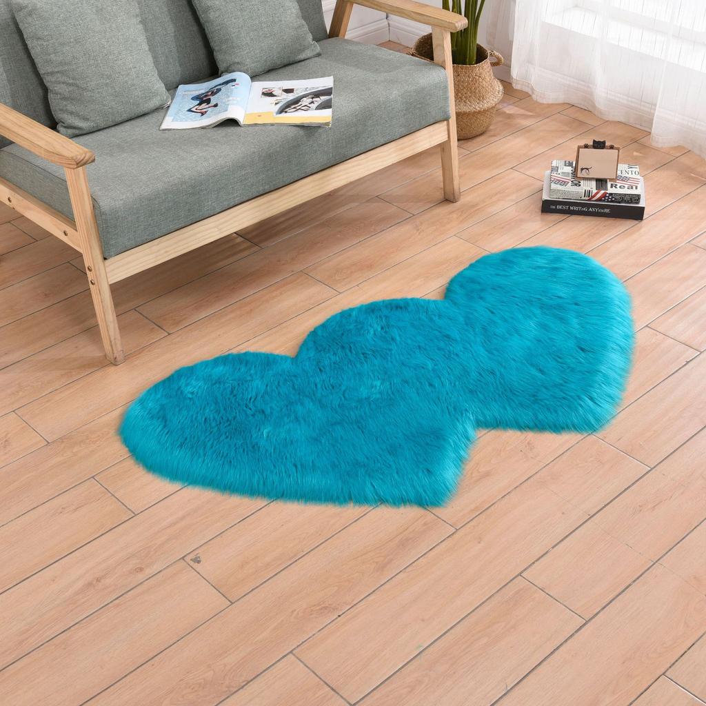 Double Heart Shape Carpets Soft Plush Doormat Floor Non Slip Rugs Living Room Sofa Plush Carpet Bedroom Cover Mattress