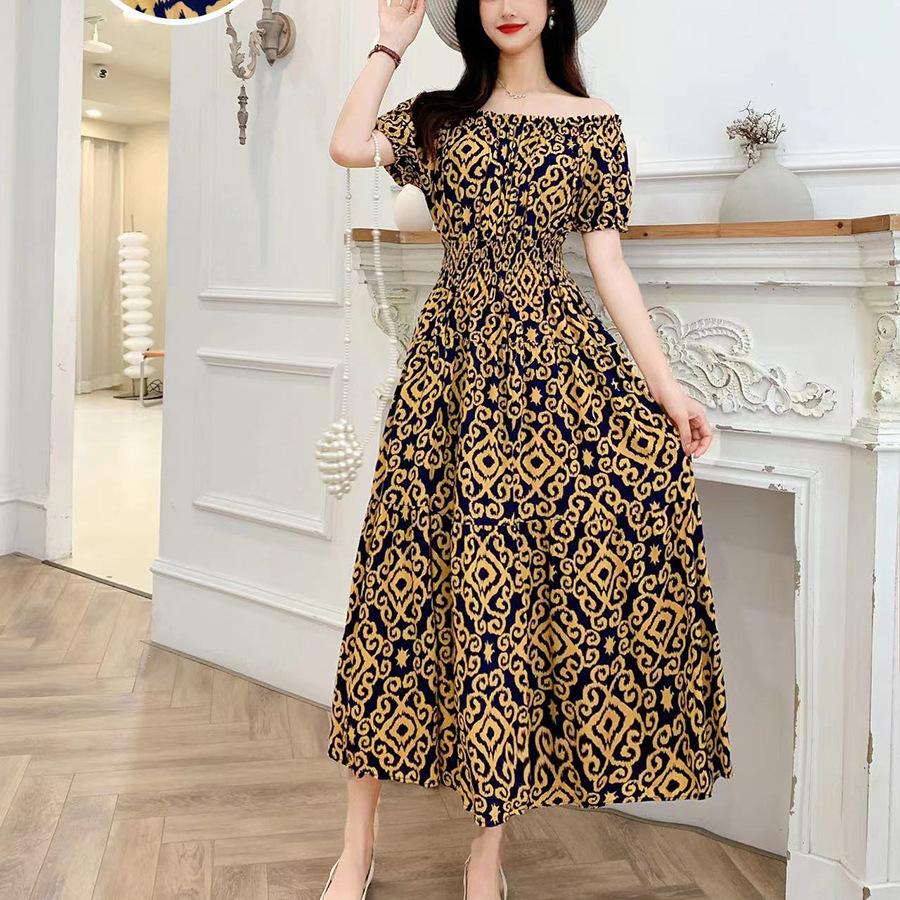 Off-Shoulder One-Neck Cotton Silk Dress Children's Summer Dress Bohemian Island Vacation Dress Travel Beach Dress