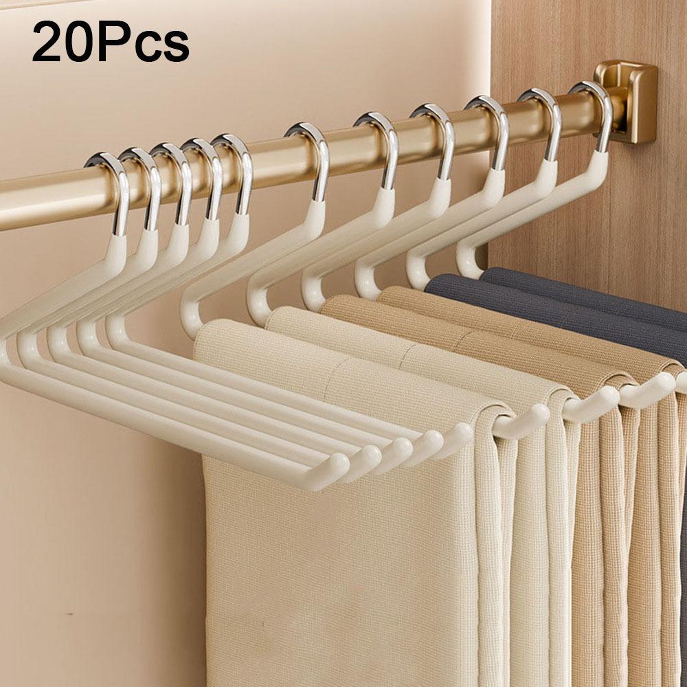 

20Pcs Anti Slip Goose Shape Pants Hanger Metal Clothes Drying Rack Durable Pants Rack Skirts бежевый