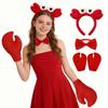 3 Stuks Krab Thema Feest Volwassen Volledig Krab Kostuum Set, Inclusief Een Rode Krab Hoofdband En Realistische Krab Klauw Handschoenen, Geschikt Voor Rollenspel, Halloween