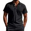 High-Quality Cotton Linen Short-Sleeved POLO Shirt Men Casual Loose Comfortable Shirt Summer Tees Button Turn-down Collar Tops