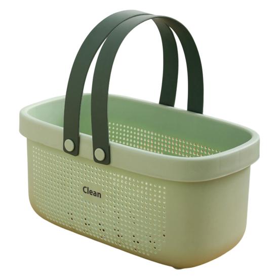 Bath Storage Basket with Handle Load Bearing Ventilation Holes Stable Bottom Easy Access Hollow Out Shampoo Toiletry Bath Basket Home Supply