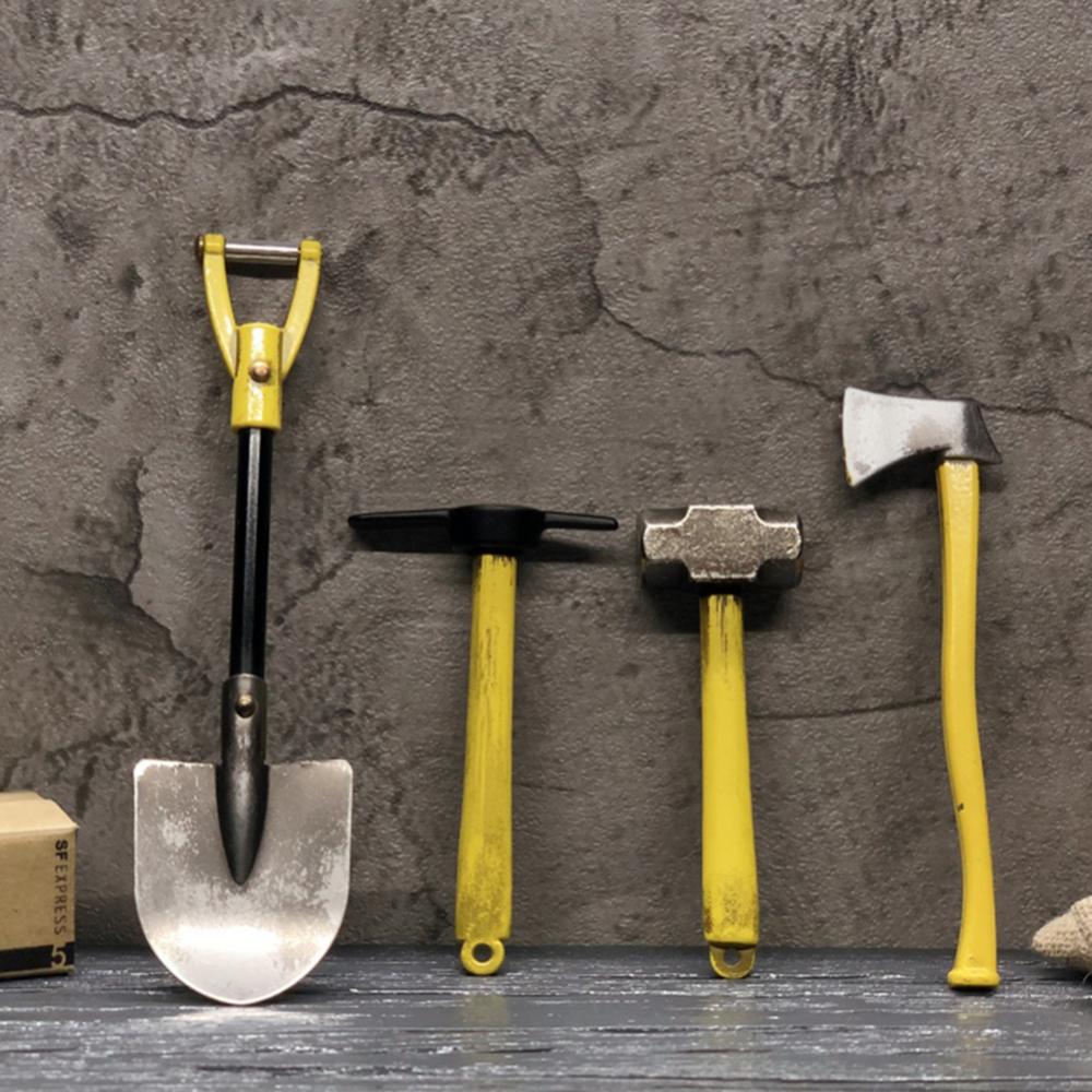 Mini 4 Adet Metal Kürek Çekiç Balta Kazma Aleti 1/10 RC Araba TRX4 SCX10 D90