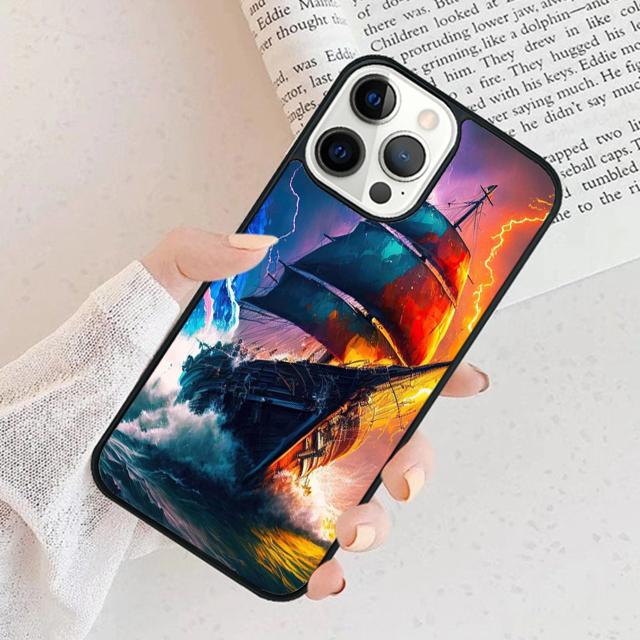 Sailing Pirate Ship Phone Case For iPhone 17 Air 15 16 Cover  11 13 14 Pro Max 12 Plus Max Fundas