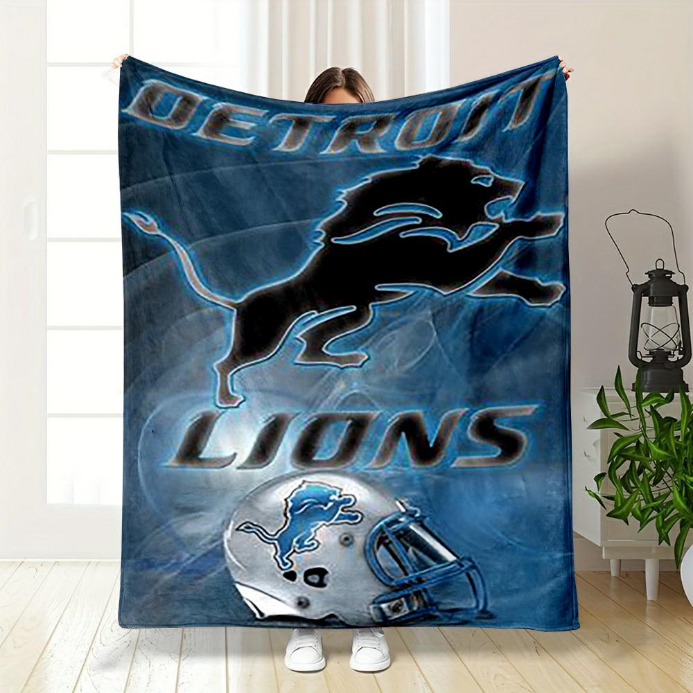 Detroit Lions Logo with Helmet Design Blanket Flannel blanket for bedroom, living room, sofa, and nap sofas.