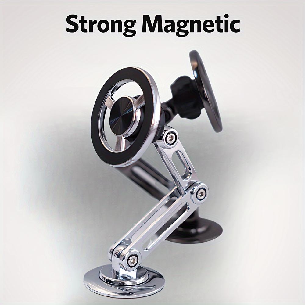 1pc 360° Rotatable Magnetic Car Mount, Aluminum Alloy Adjustable Folding Arm Stand, Waterproof Anti-Shake Easy Installation Dashboard Phone