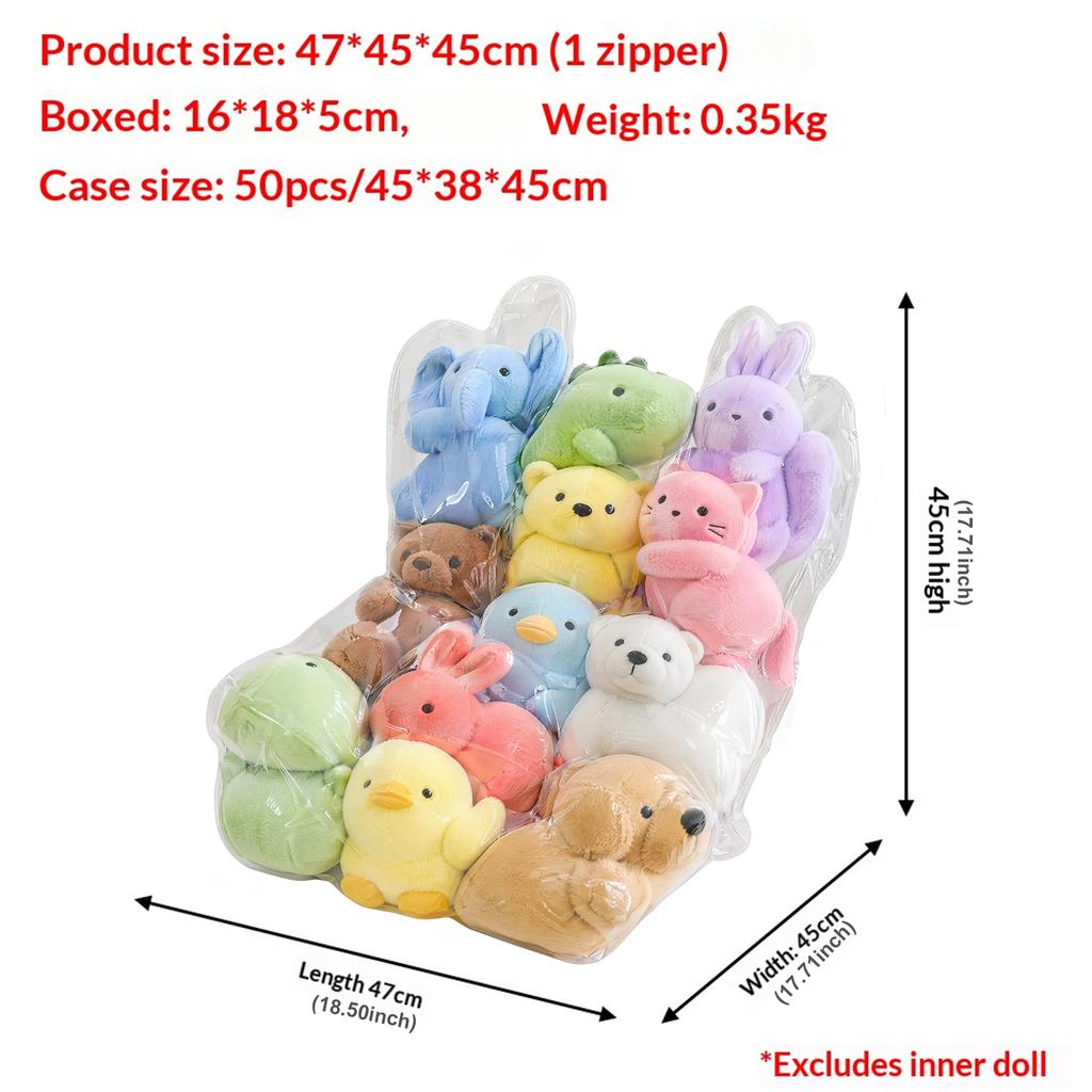 Clear Stuffed Animal Storage Bean Bag Transparent PVC Chair Cover Large Capacity Stuffed Storage Bag Cover Only & No Filler
