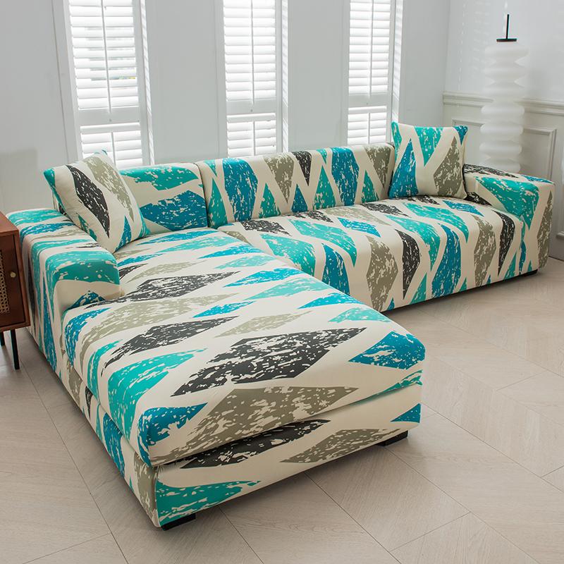 Stretch Sofa Überwurf Sofabezug Spandex Rutschfest, mit elastischem Saum für L-Form Ecksofas, Ideal für Kinder und Haustiere