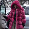 Autumn and Winter Imitation Fur Fox Hair Long Long Sleeve Fashion Hat Fur Coat Women's Coat
