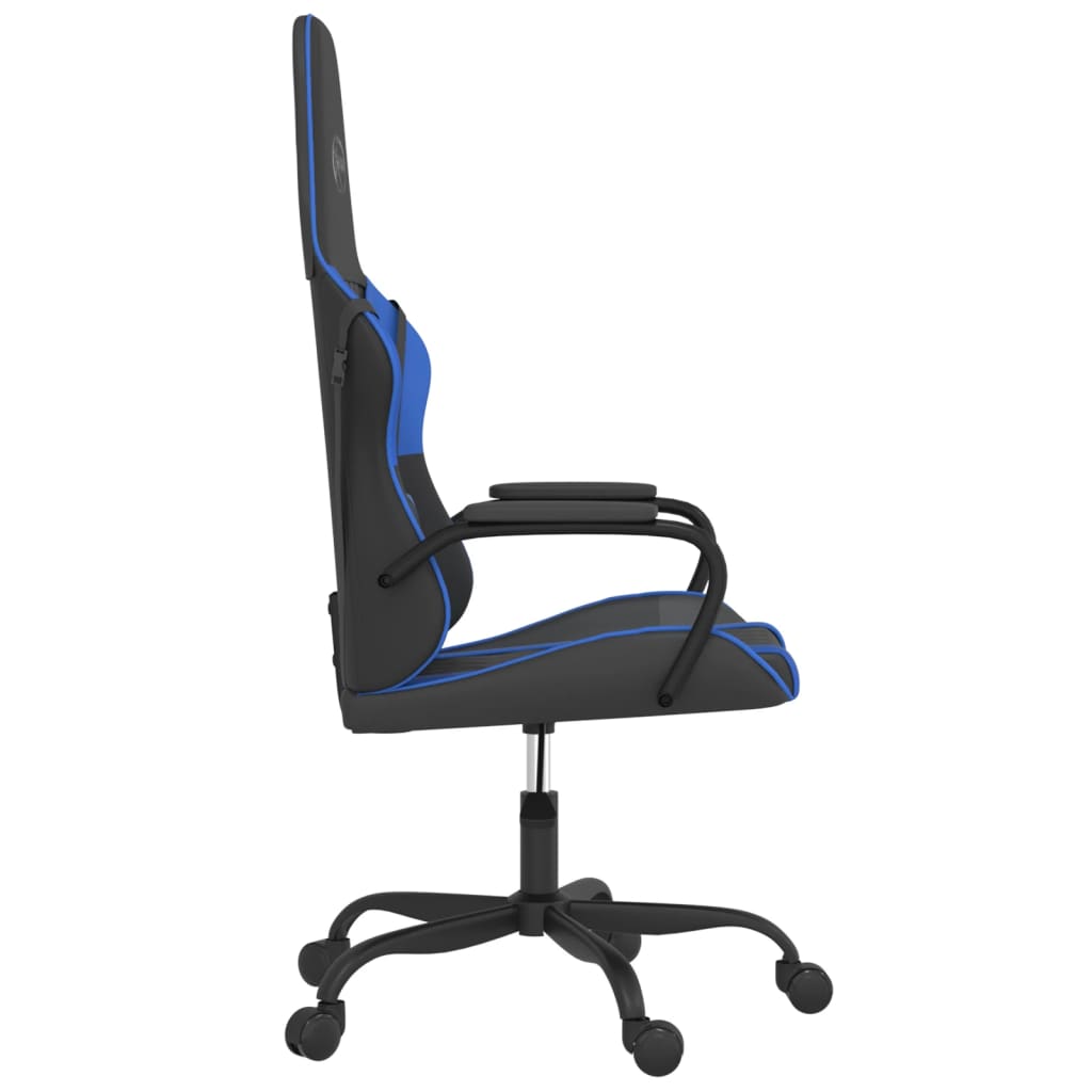Gaming Chair with Massage Function Black and Blue Artificial Leather