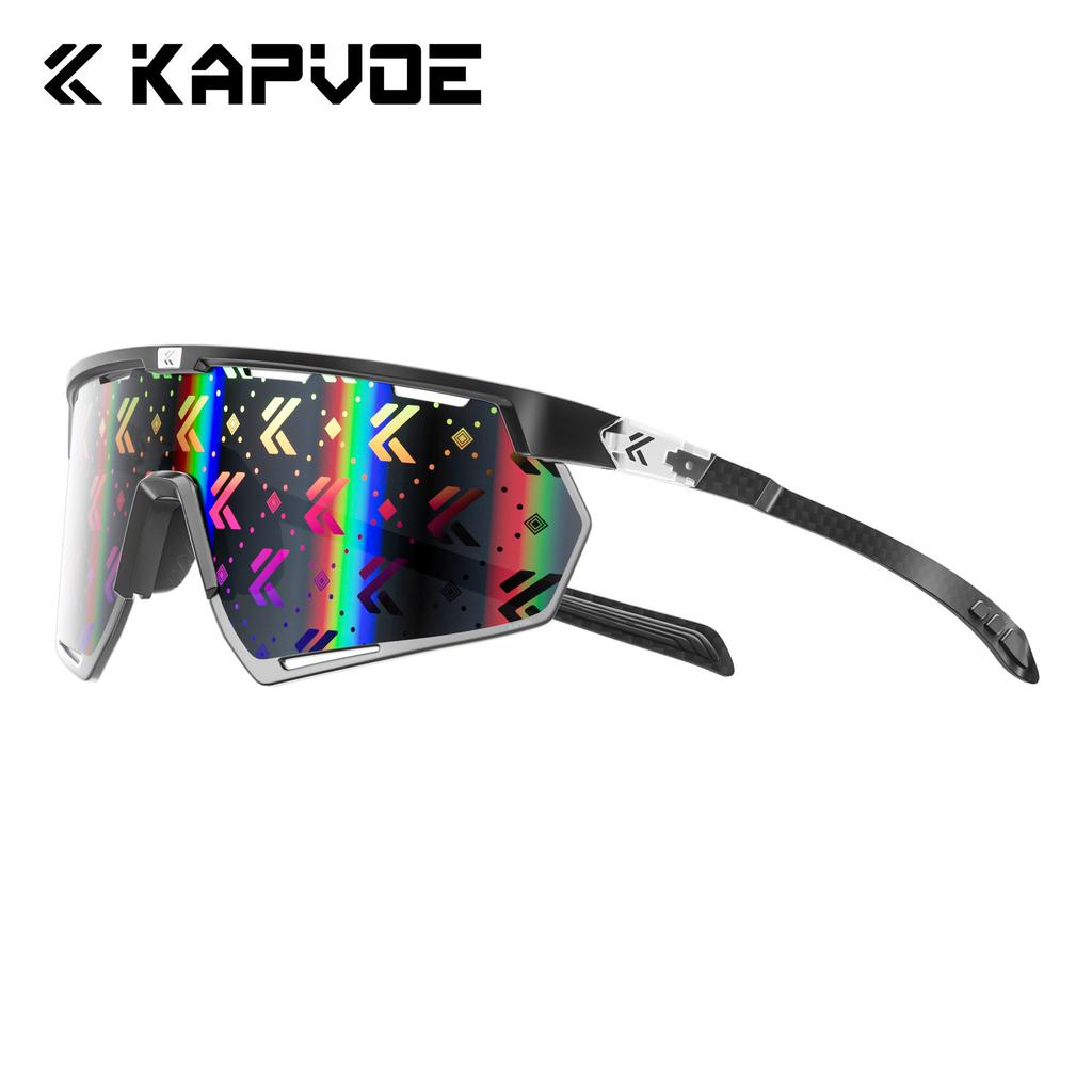 KAPVOE Photochromic Cycling Sunglasses Carbon Fiber Temples Wide Lens Sports Glasses for Running Hiking Road Bike Men Women2