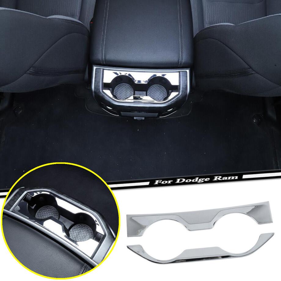 Car Rear Water Cup Holder Cover Trim For Dodge RAM 1500 19-24 Accessories Chrome