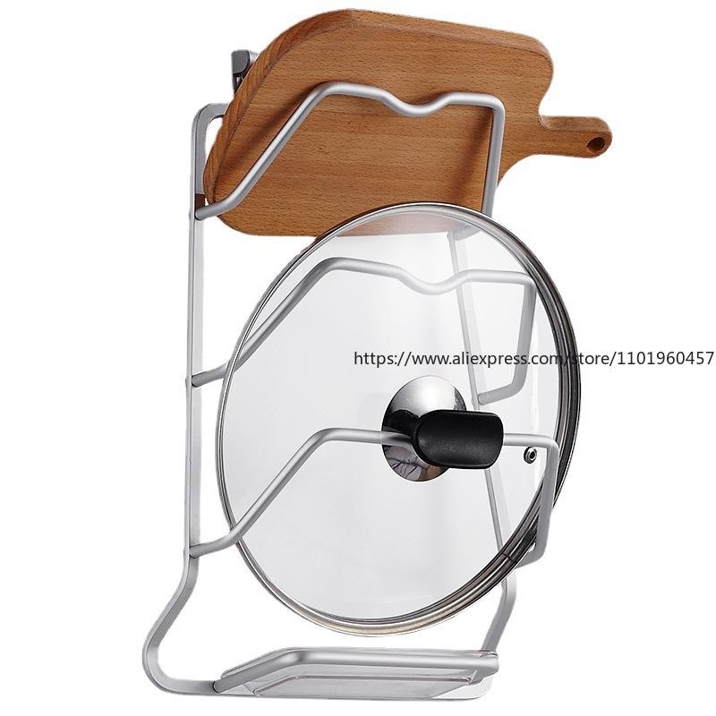 Wall-mounted Lid Rack Household Non-punching Lid Rack for Water Reception Kitchen Chopping Board Storage Rack with Hook