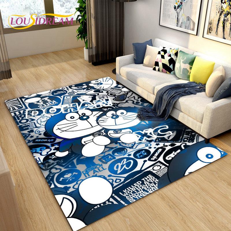 Doraemon Japanese Anime Cartoon Area Rug,Carpet Rug for Living Room Bedroom Sofa Doormat Decoration, Kid Play Non-slip Floor Mat