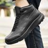 Men's Winter High-Top Velvet-Lined Outdoor Hiking Boots - Anti-Slip, Breathable, Large Size, Versatile Leather.
