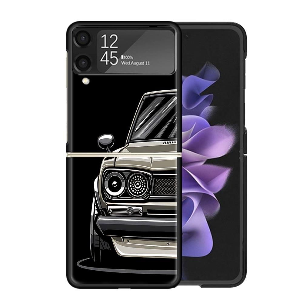 JDM Tokyo Drift Sports Car Male Men Clear Phone Case For Samsung Z Flip 7 6 5 4 3 Galaxy ZFlip7 ZFlip6 ZFlip5 ZFlip4 ZFlip3 5G P