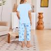 Women's Casual Loungewear Set with Printed Short Sleeve Round Neck T-Shirt and Loose Fit Pants