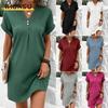 Fashion Summer Spring Solid Color Print Short Sleeve V-Neck Casual Dresses Unique Design