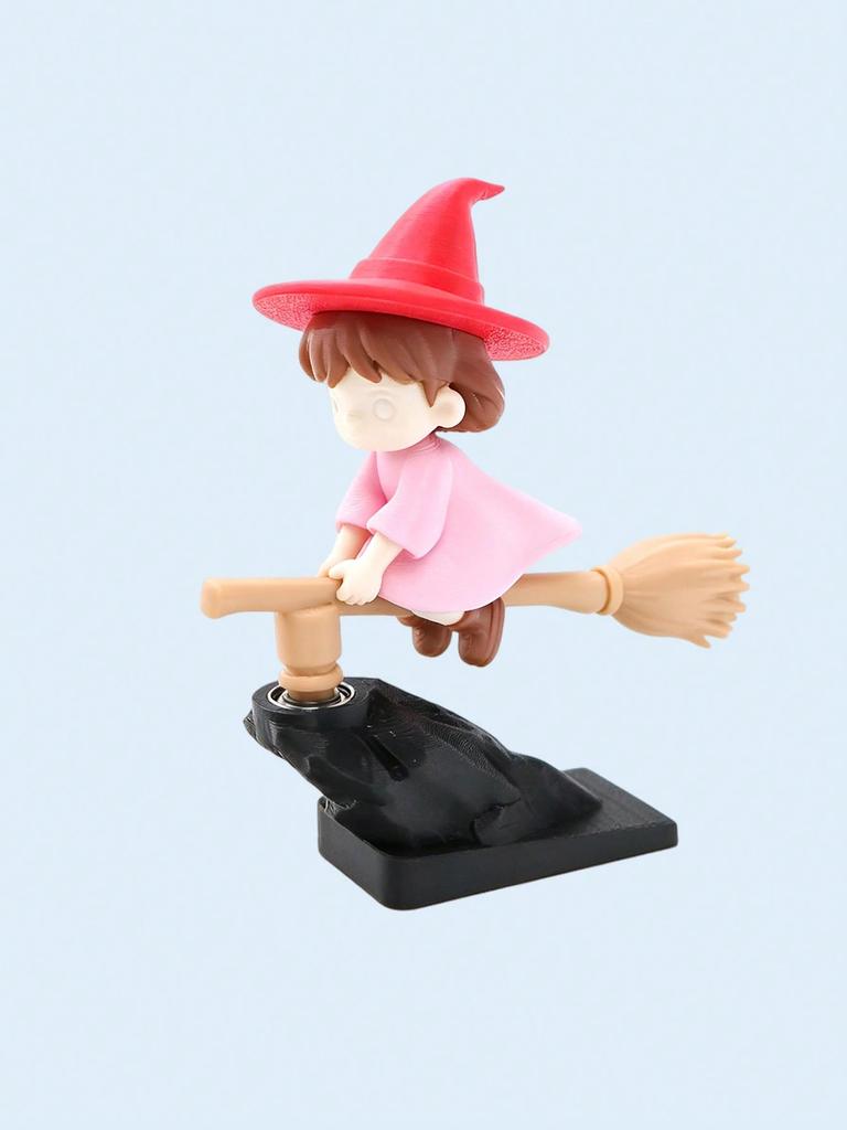 Witch on Broom Car Ornament, ABS Resin Dashboard Decor, Creative Car Interior Gift for Women