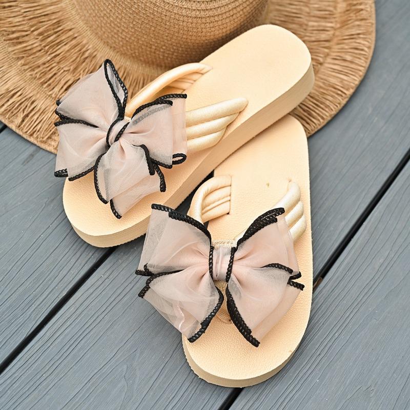 Fashion Women's Light Slippers Fashion Round Head Open Toe Matching Color Butterfly Knot Anti-slip Wear-resistant Sandals