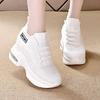 Black casual sneakers women's spring new fat feet wide feet soft sole soft surface comfortable inner height increase women's shoes