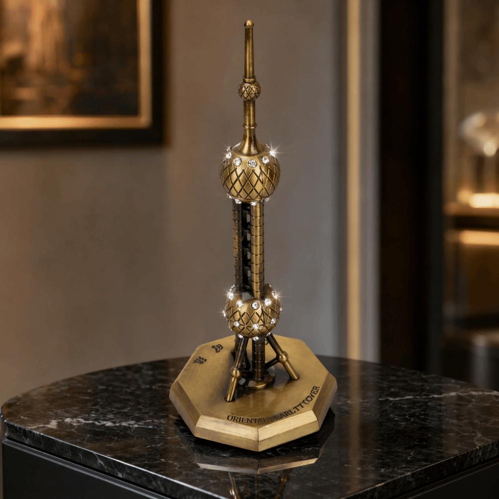 Electroplating Workmanship TV Tower Building Replica Shanghai Souvenir Model China Tour Souvenir