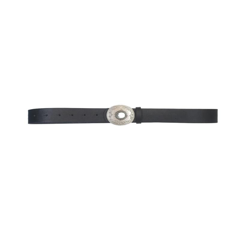 Vintage Pin Buckle PU Belt for Women Cool Subculture Oval Pearl Inlaid Buckle Belt Waistband for Teens Girls Accessory