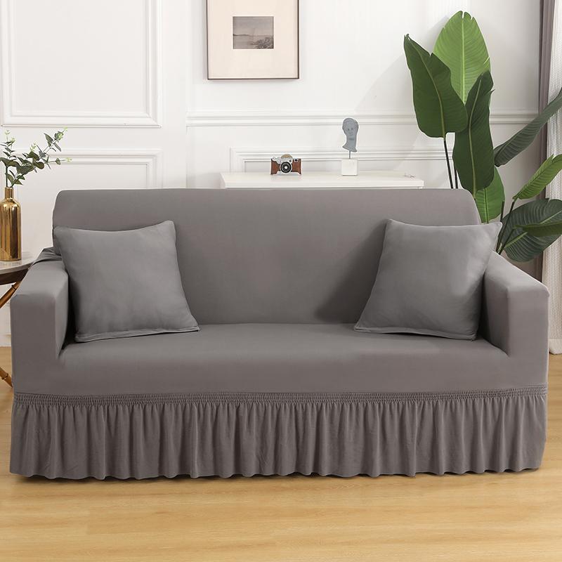 High Elastic Stretchable Cushion Couch Sofa Cover with Skirt Seersucker Sofa Slipcover Easy Fitted  Furniture Protector