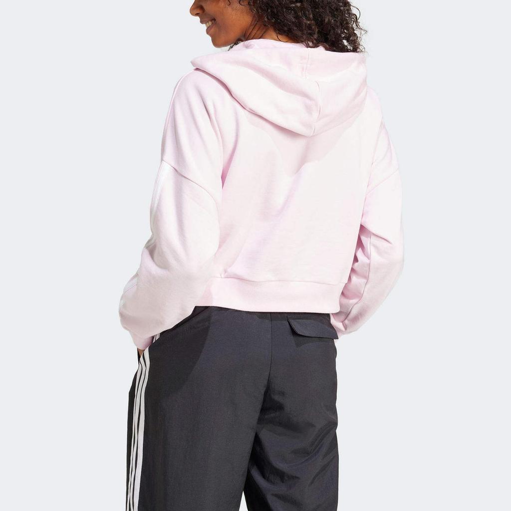 Adidas Sport Performance Essentials Hooded Striped Half-Zip Long Sleeve Sweatshirt Women Sweatshirt Pink JN1943