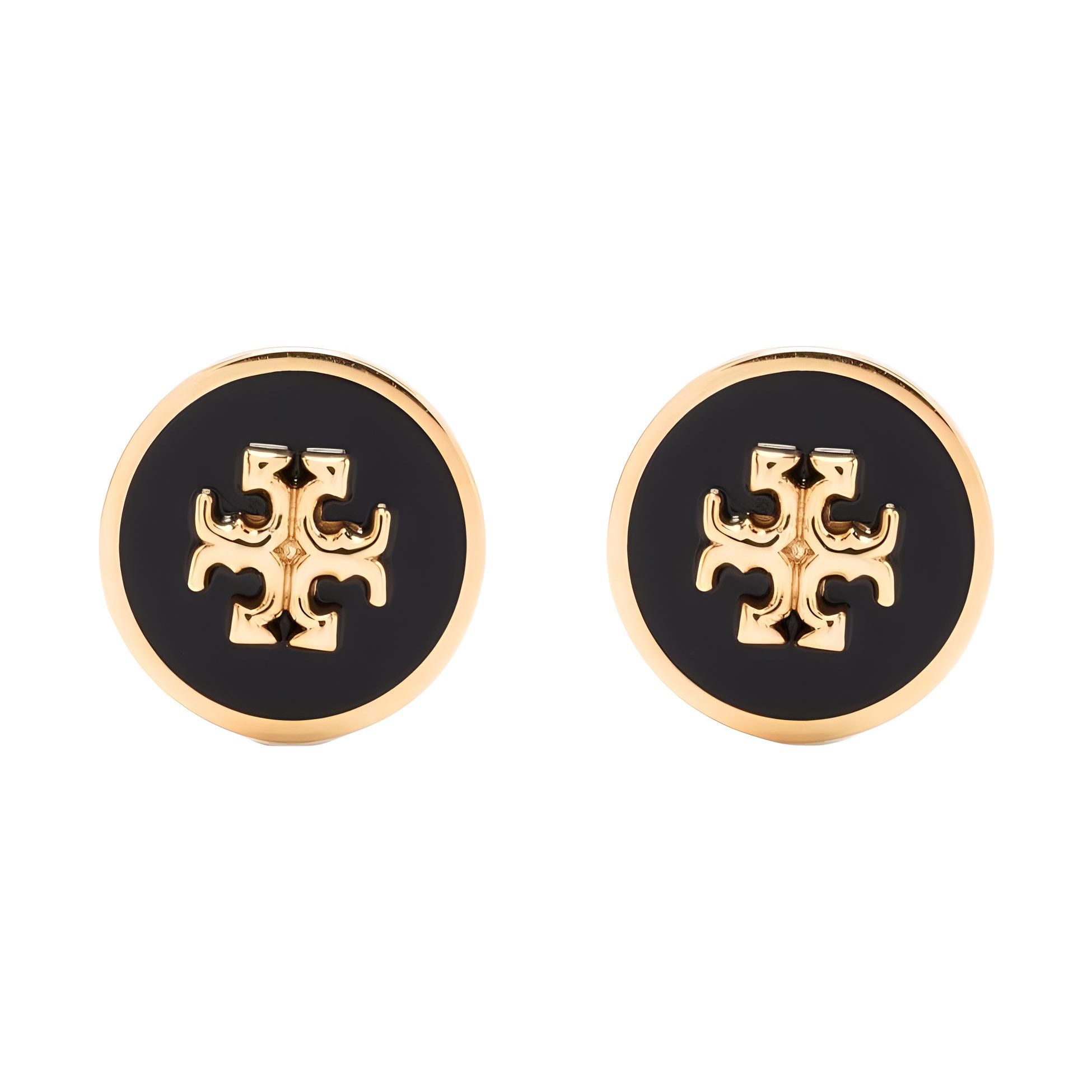 Tory Burch Logo Decorated Brass Earrings Unisex earrings Black 90547-720 Black,F