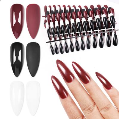 Nagelspitzen, einfarbig, lang, spitz, Maniküre-Dekor, oval, matt, künstliche Nägel für Party