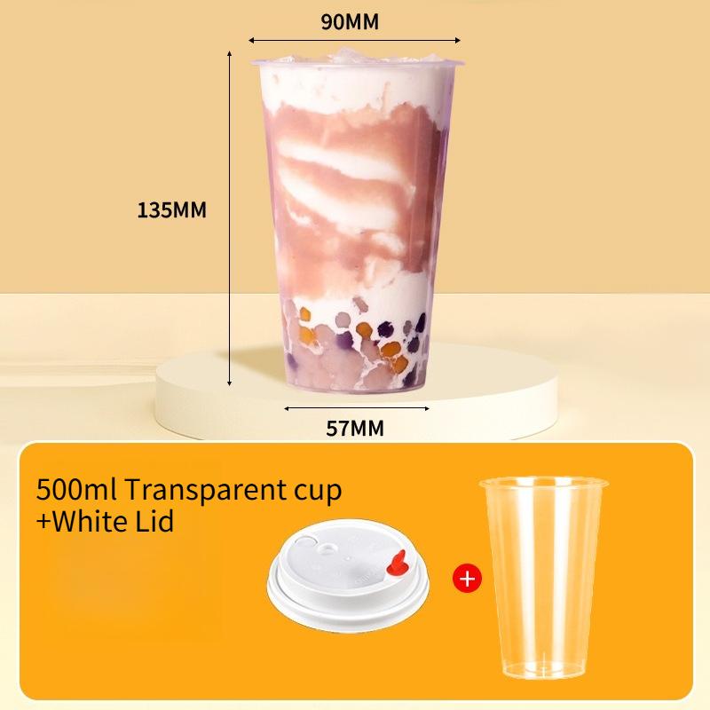 90mm Mouth Commercial PP Injection Cups  Disposable Milk Tea Cups with Lids Thickened High Transparent Plastic Drink CupsLarge Caliber Straws