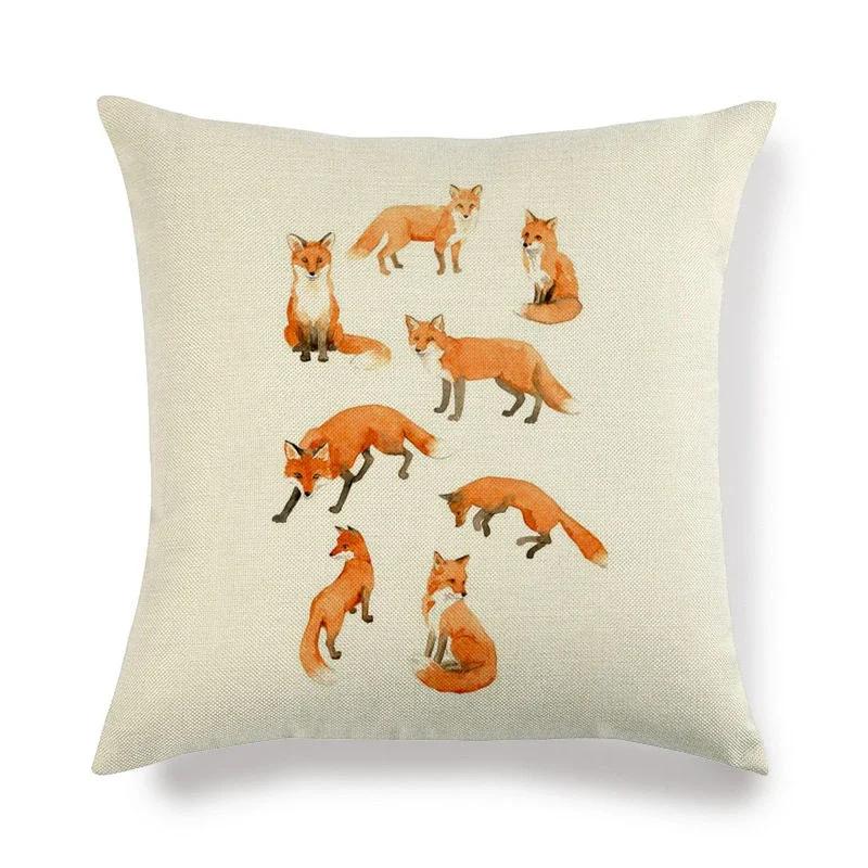 Lovely Fox Pattern Linen Pillow Cushion Cover Office Living Room Bedroom Sofa Car Decorative Pillowcase 45*45cm