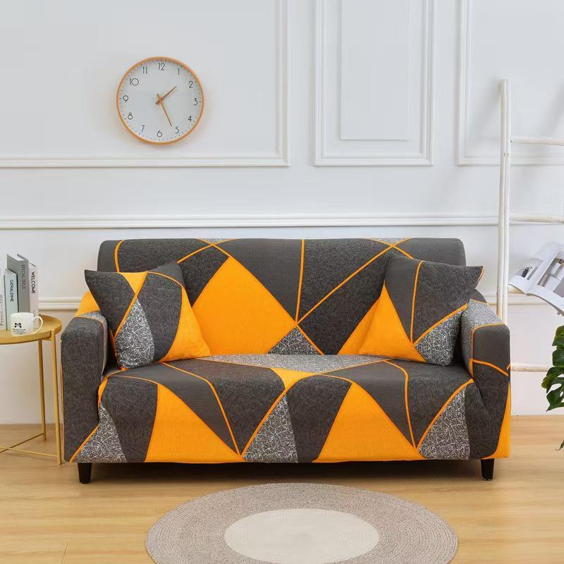 Four Seasons Milk Silk Elastic Sofa Cover - Single/Double Person, All-Inclusive Printed Design