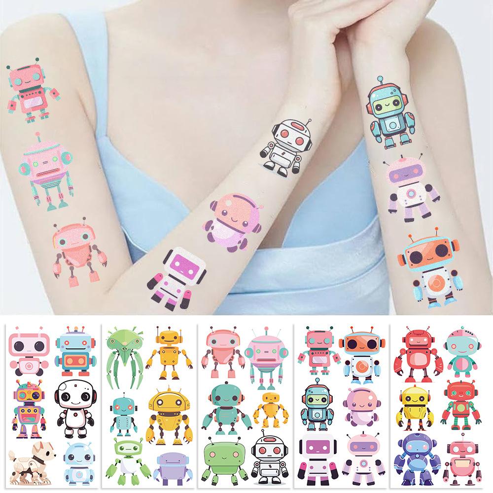 Cartoon Color Robot Series Tattoo Stickers Waterproof Party Gift Funny Face Stickers