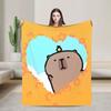 Capybara Cartoon Flannel Blanket Soft Warm Throw Blanket for Outdoor Picnic Street Trend Bedspread Sofa Bed Cover