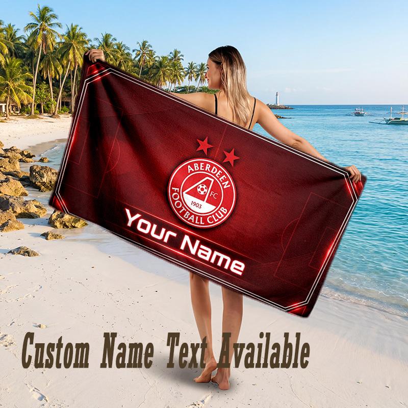 Aberdeen FC Design Beach Towel Custom Text Large Towel for Beach Vacation