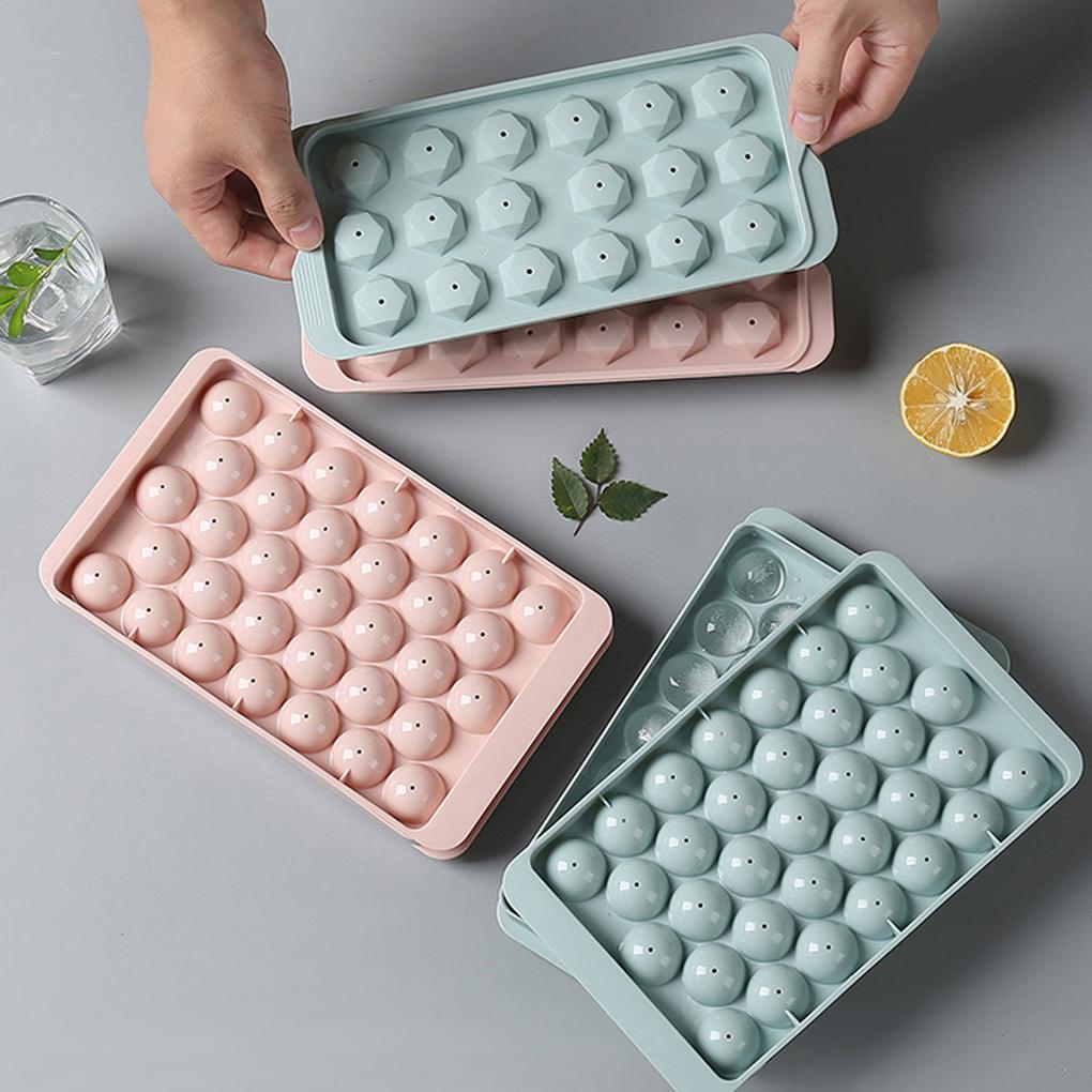 Eis Ball Tablett Grids DIY Eiswürfel Form Kunststoff Pudding Gelee Maker Form mit Deckel