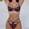 CINOON Sexy klasická podprsenka Krátký set Spodní prádlo Push Up Podprsenka Ženy Černá krajka Průhledné spodní prádlo Hollow Out Bandage Kalhotky