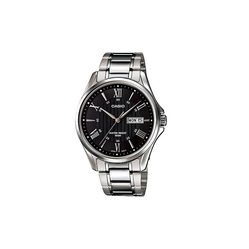 

Casio STANDARD series 100 meters waterproof quartz movement stainless steel strap Japanese and Korean watch men s watch black dial MTP-1384D-1A чёрный