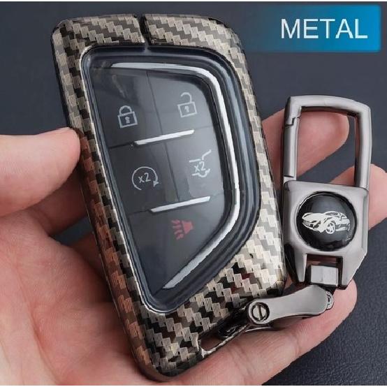 For Cadillac CT4 CT5 XT4 Lyriq Car Key Fob Chain Cover Case Metal Carbon Fiber