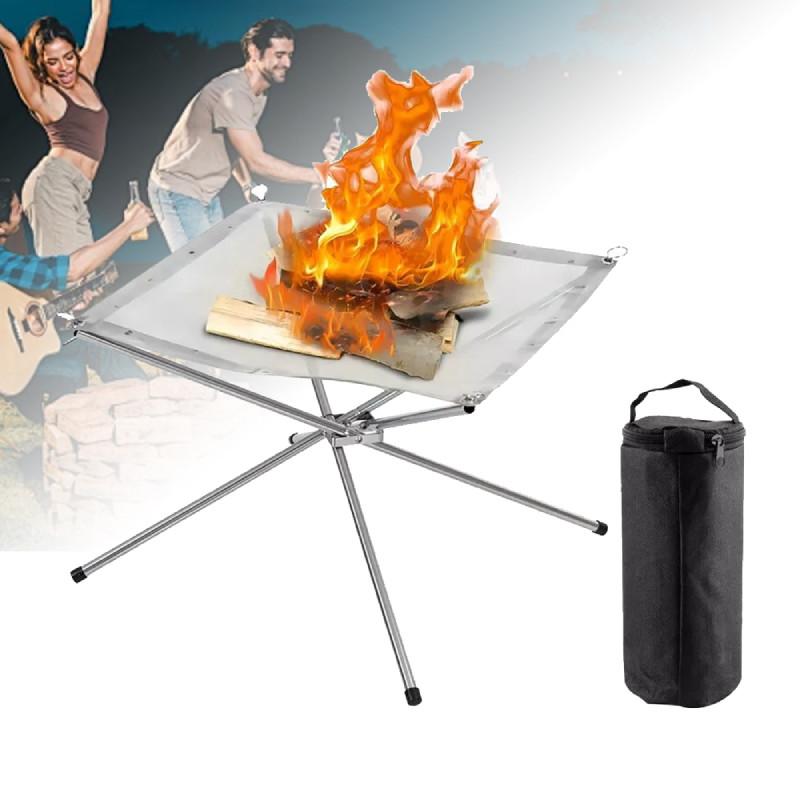 Fire Folding Portable Pit Mesh Bonfire Stand Holder Outdoor Camping Patio Garden