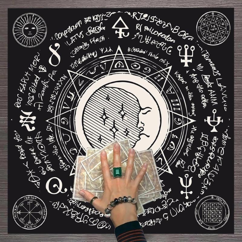 Tarots Tablecloth Rune Divinations Table Cover Astrology Oracles Board Game Mat Square Shape Pendulum Altar Table Cloth