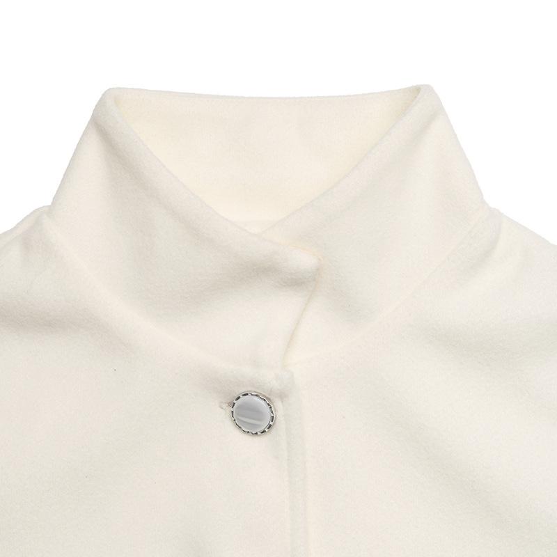 Women's Fashion Casual Solid Color Print Autumn Winter Long Sleeve POLO Neck Jackets Coats