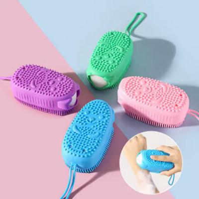 1/4pcs Double Sided Bubble Brush Silicone Exfoliating Soft Bath Scrubber Massage Shower Brush Body Skin Cleaning Tools