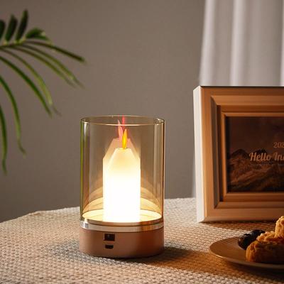 Lámpara de noche pequeña de ambiente cálido, lámpara de mesa decorativa para restaurante, lámpara de noche con enchufe de carga para dormitorio, lámpara pequeña simple
