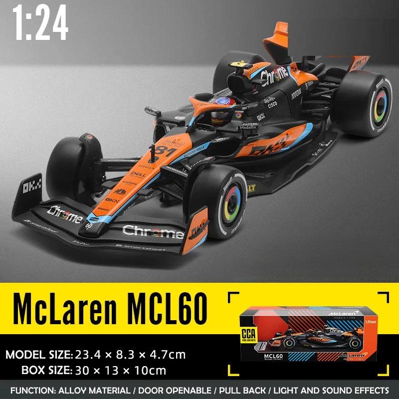 Diecast 1/24 Scale McLaren F1 MCL60 2023 Racing Car Alloy Model Collection Metal Toy Vehicle Birthday Gift for Children Boy Home Decor