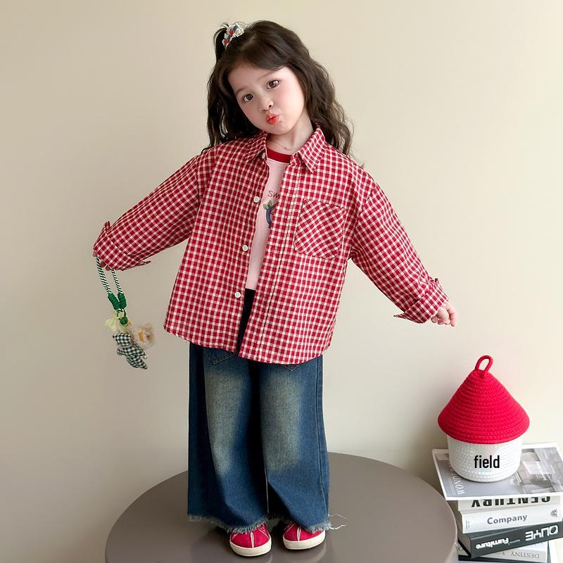 

Girls Lightweight Long-Sleeve Shirt Jacket - Fashionable Spring/Autumn Back-to-School 2025 Collection 140 cm